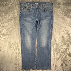 Vintage True Religion Light Wash Blue Horseshoe Pocket “Billy” Bootcut Jeans 36